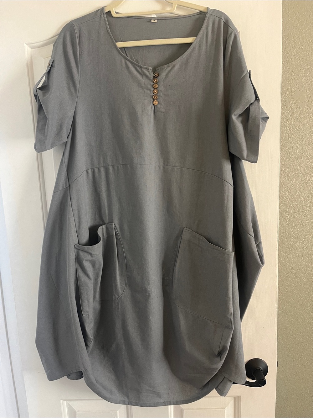 Relaxed Gray Women’s Pocket Dress w pockets